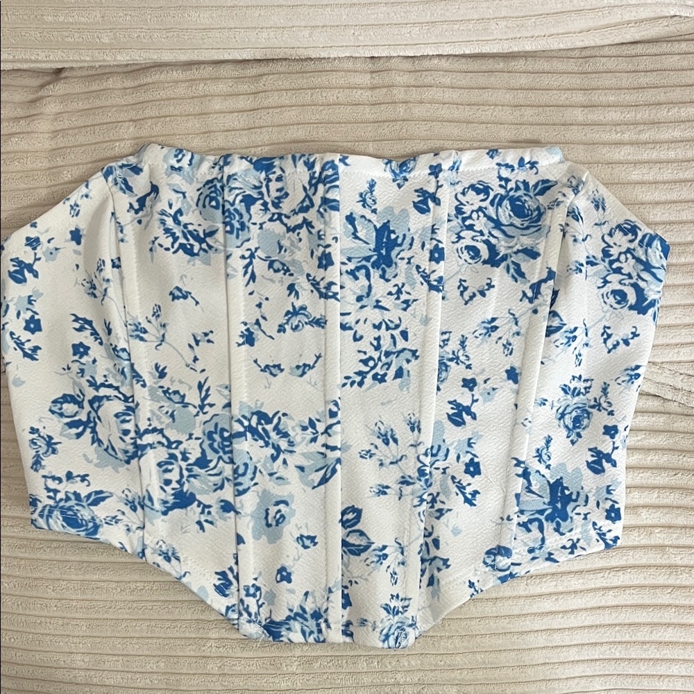 SHEIN Blue Floral Corset Top